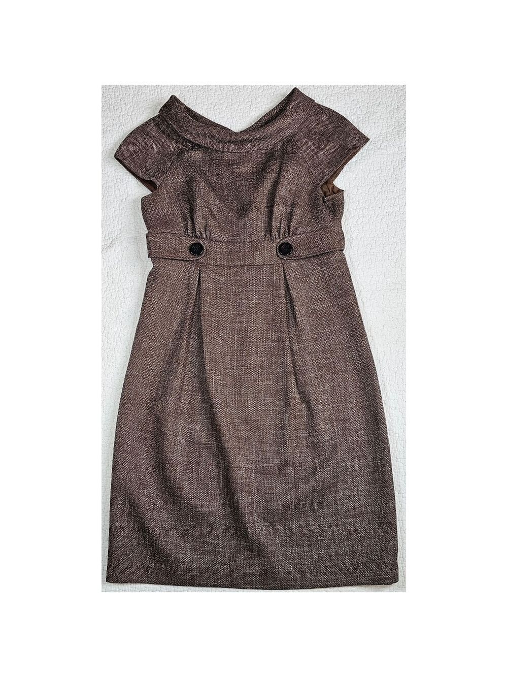 London Times Roll Neck Brown Career Business Dress